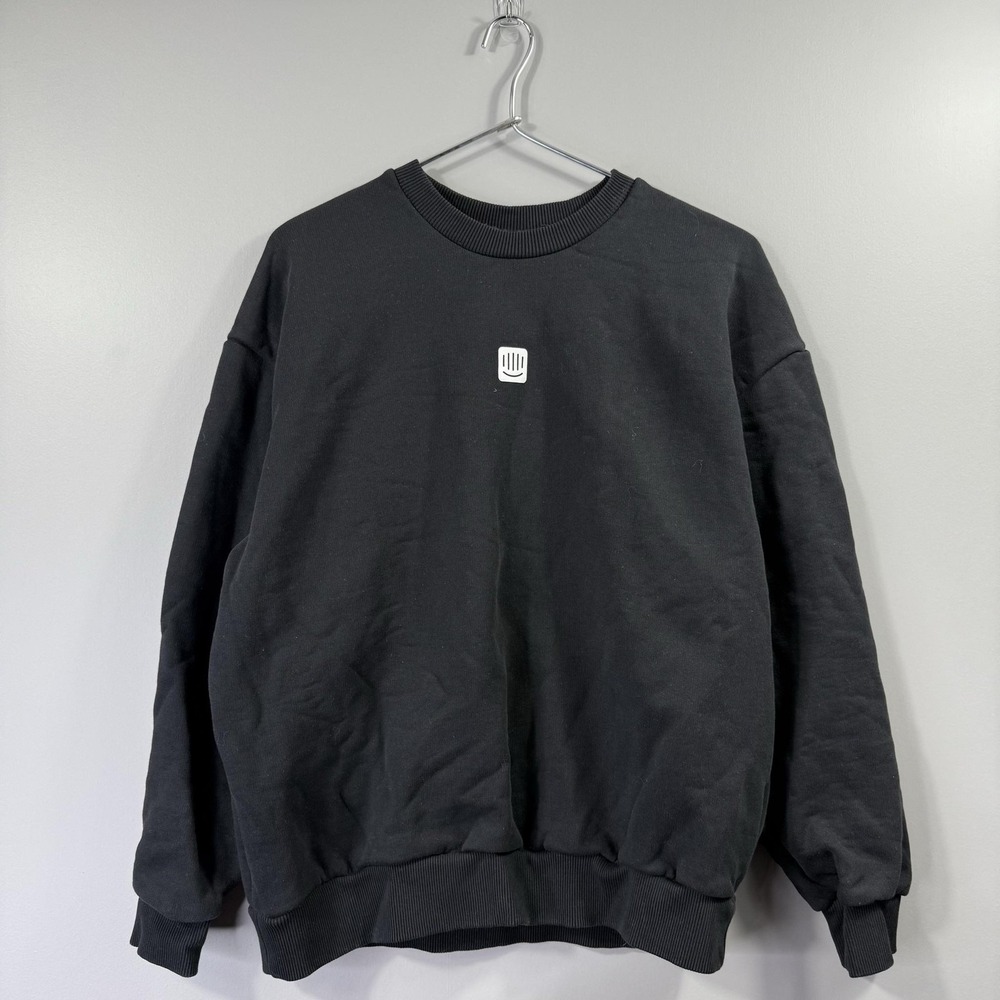 PANGAIA Sweatshirt Mens Medium Black Organic Cotton Fleece Logo Pullover